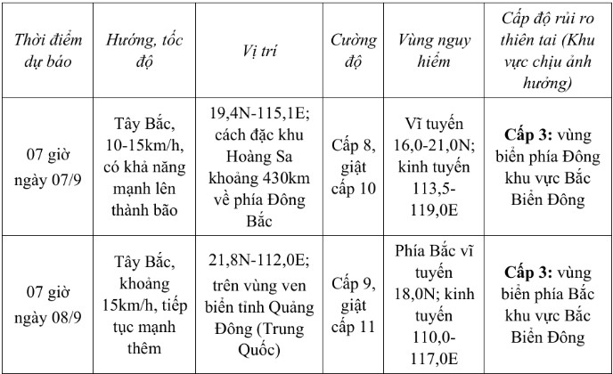 Dự báo diễn biến áp thấp nhiệt đới /bão trong 24 đến 48 giờ tới.