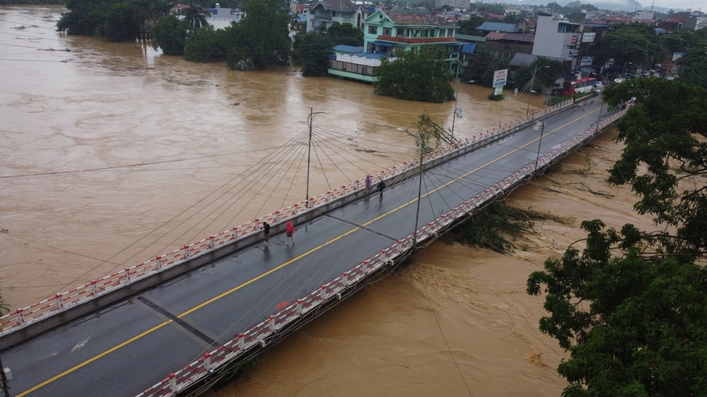 Lũ trên sông Cầu (Bắc Ninh) vẫn trên báo động 3. Ảnh: Ngọc Tú