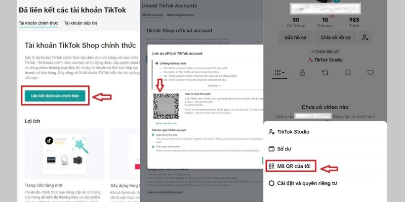Thực hiện liên kết tài khoản ngân hàng trên TikTok
