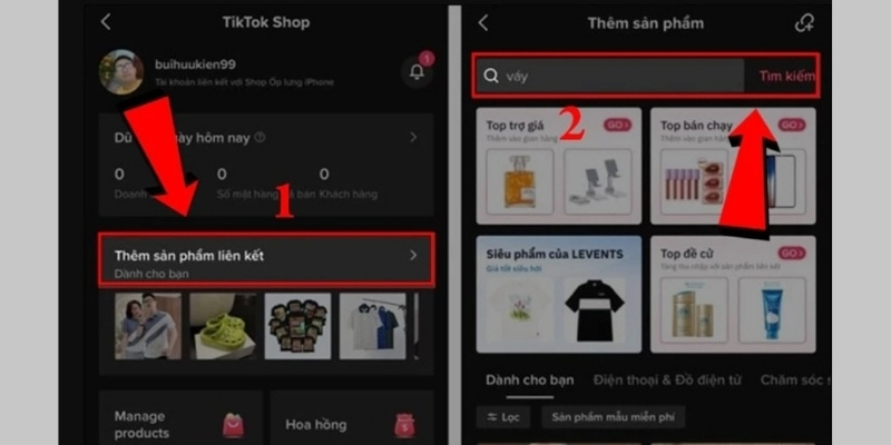 Thêm các sản phẩm muốn liên kết vào giỏ hàng TikTok shop