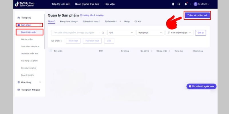 Hoàn thiện cách tạo giỏ hàng TikTok shop bằng việc thêm sản phẩm mới