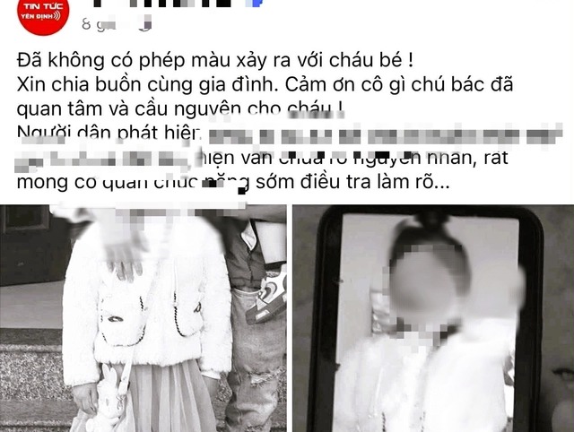 Thông tin chia sẻ trên mạng xã hội về vụ việc bé gái bị sát hại rồi cho vào bao tải phi tang