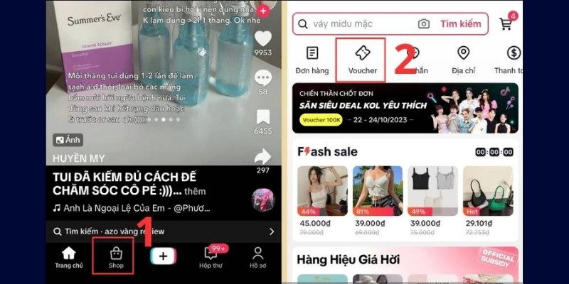 Vào mục Voucher trong Trung tâm Voucher của TikTok