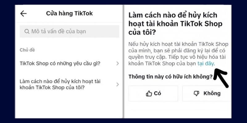 Bắt đầu quá trình xóa tài khoản Shop vĩnh viễn
