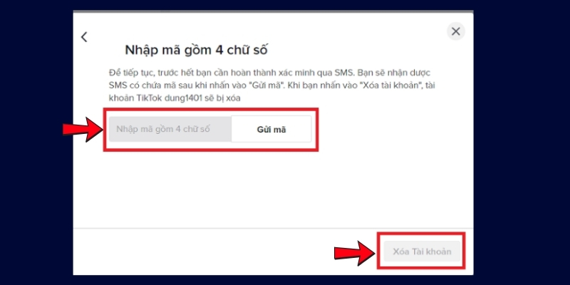 Xác nhận qua số điện thoại hoặc email đã liên kết, nhập mã xác minh được gửi về