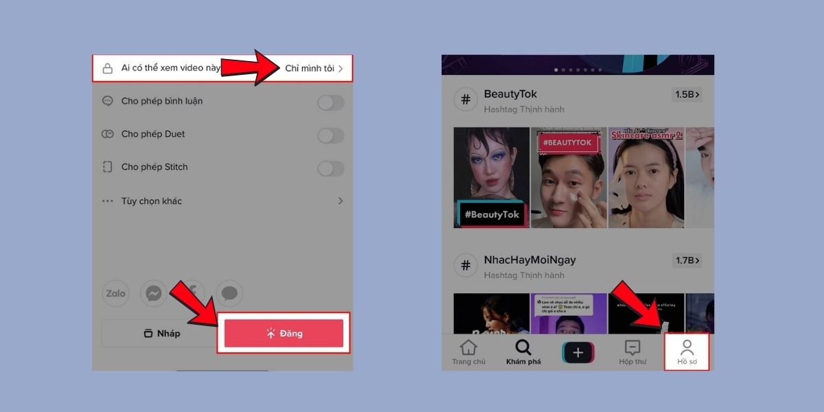Đăng video mới quay để chuẩn bị chụp ảnh trên TikTok
